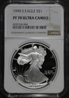 1990-S (PF70 Ultra Cameo) Proof American Silver Eagle $1 ASE NGC