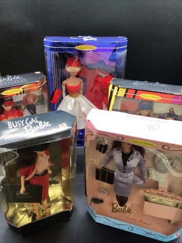 Lot Of Five Vintage Barbie Collectibles NASCAR/ Silken Flame/ Busy Gal