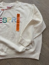 Esprit Women's Logo Fleece Crewneck Sweatshirt Cream Viral 80's Costco 2XL XXL