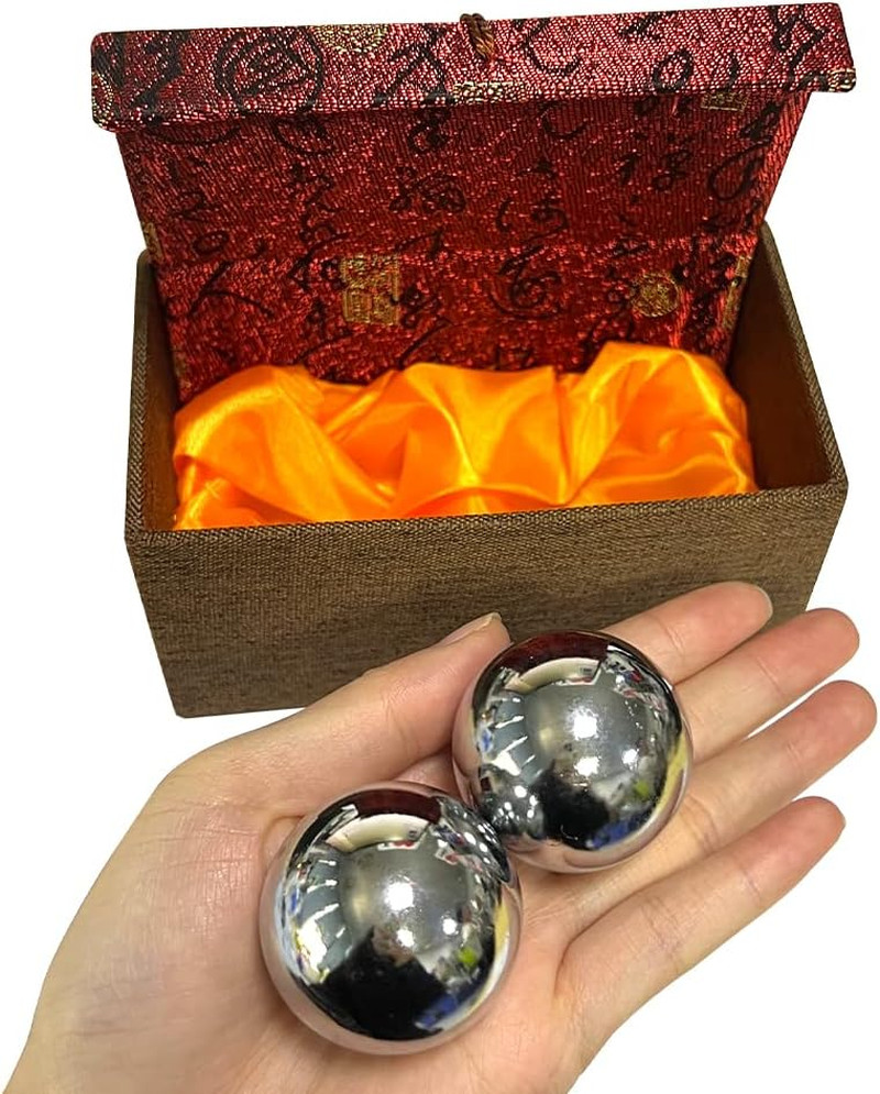 2Pcs Baoding Balls Chinese Health Exercise Stress Balls with Box Meditation Mass