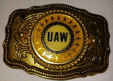 United Auto Workers Labor Union Commemorative Belt Buckle W Made in Usa
