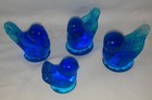 Bluebird of Happiness Art Glass Leo Ward  Signed 1994 Set Of 4 One Signed — photo 1