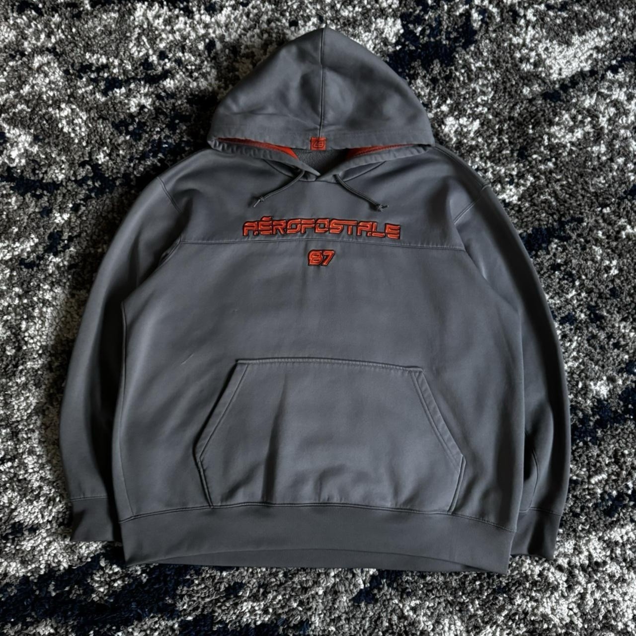 Vintage Y2K Aeropostale Spellout Hoodie Grey / Orange Essential 2000s Skater