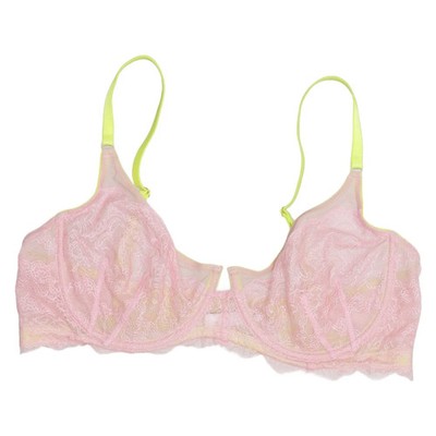 Dora Larsen, BH, Größe: 80D, Pink/Gelb, Elasthan/Polyamid, Blumen, Spitze #BbE