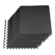 SIGNATURE FITNESS PUZZLE EXERCISE MAT WITH EVA FOAM INTERLOCKING TILES - BLACK