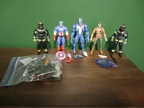 Marvel Legends Lot Gamerverse Venom Nick Fury Captain America GI Joe Firefighter