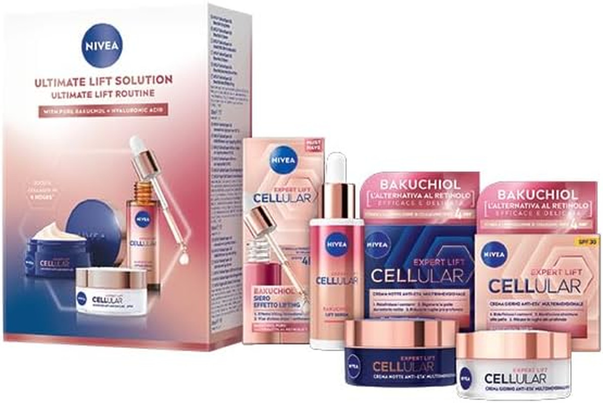 Cellular Expert Ultimate Lift Solution, Skincare Kit Completo Con Siero Bakuchio