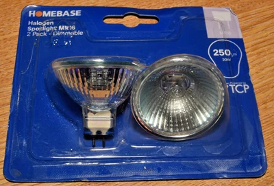Homebase MR16 Halogen Spotlight Bulbs 20W 12V Dimmable 4 Bulbs (2x2 Packs) NEW