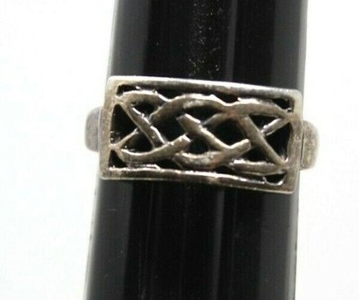 925 STERLING SILVER CELTIC KNOT DESIGN RING SIZE 5 3/4 VINTAGE #RB7