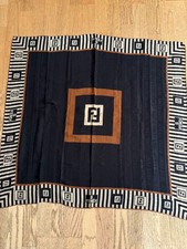 UNIQUE FENDI BLACK BROWN LOGO SQUARE SCARF