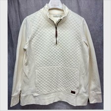 NEW L.L. BEAN WOMEN'S QUILTED QUARTER ZIP PULLOVER SWEATSHIRT CREAM LARGE NWT