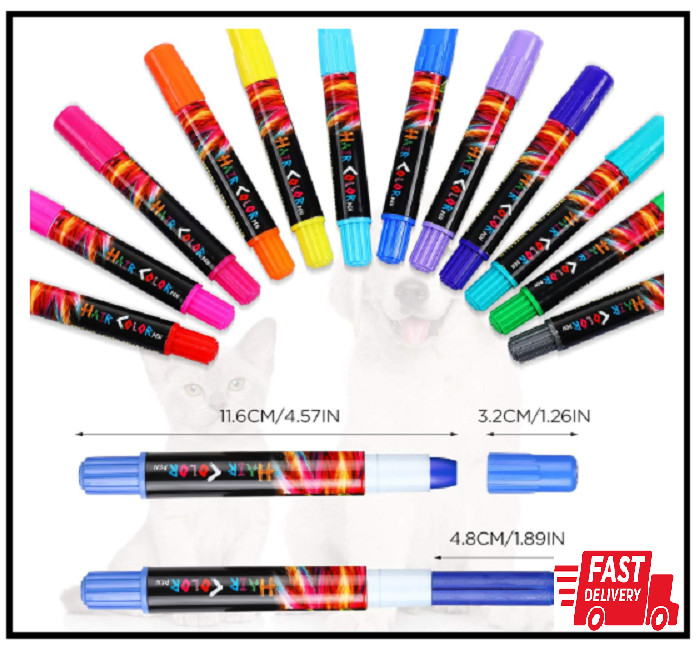 Pet Hair Dye 12 Colors for Dog Cat Temporary Washable Pet Fur Coloring Bright Co