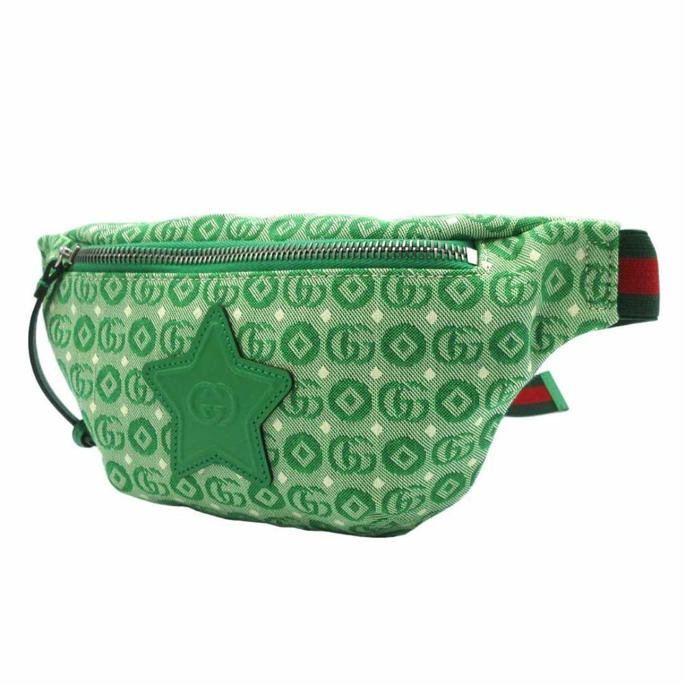 GUCCI Star Green Belt Bag for Kids and Adults 10.2x4.7 Inches 33in Strap Unused