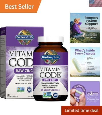 Raw Zinc 30mg & Vitamin C with Probiotics -  Immune Support 60 Capsules