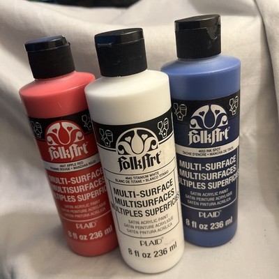 FolkArt Multi-Surface Satin Acrylic Paint Red-White-Blue Trio 8oz