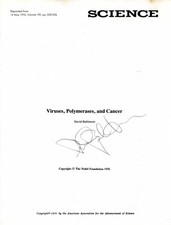 NOBEL PRIZE BIOLOGIST David Baltimore autograph, scientific article signed