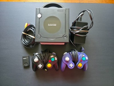 Nintendo GameCube Black Console Bundle Tested Cords Controllers- ALL WORKING!
