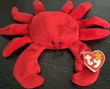 Ty Beanie Babies “Digger Red Crab” 1995 Original Retirado PVC Pellets/errores de etiqueta