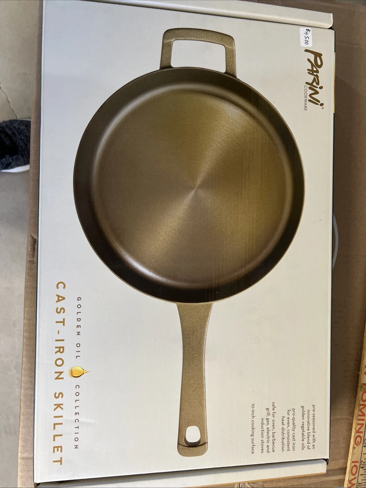 Parini 10 Inch Cast Iron Skillet Golden Oil New in BOX