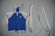 Adidas Boys Zip Up Jogger Tracksuit Set Blue and Gray Size 2T