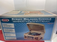 Sunset Melodies Console Classic Csl-1 Turntable CD Cassette Radio Speakers Vint