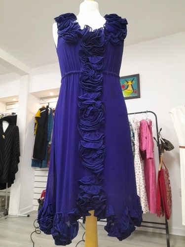 60's Inspired Retro 100% Silk Purple Dress - Picture 11 of 11