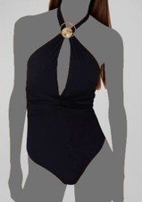 $395 Moeva Women's Black Giovanna Halter One-Piece Swimsuit Size X-Large