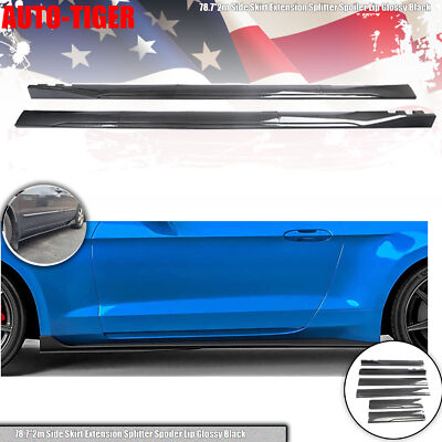 For 3 series F30 M3 Side Skirt Extension Lip Winglet Carbon Fiber Glossy