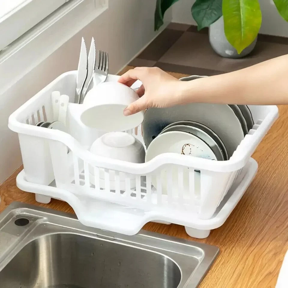 Bandeja de secado estante para platos sobre nivel soporte para tazas secador organizador fregadero de cocina escurridor Foto 3 de 4