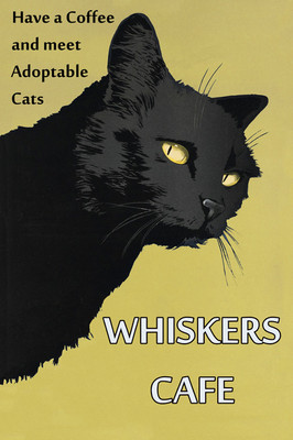 Cafe Cat Rescue Coffee House Whiskers Cafe US Vintage Poster Repro FREE SHIP/USA