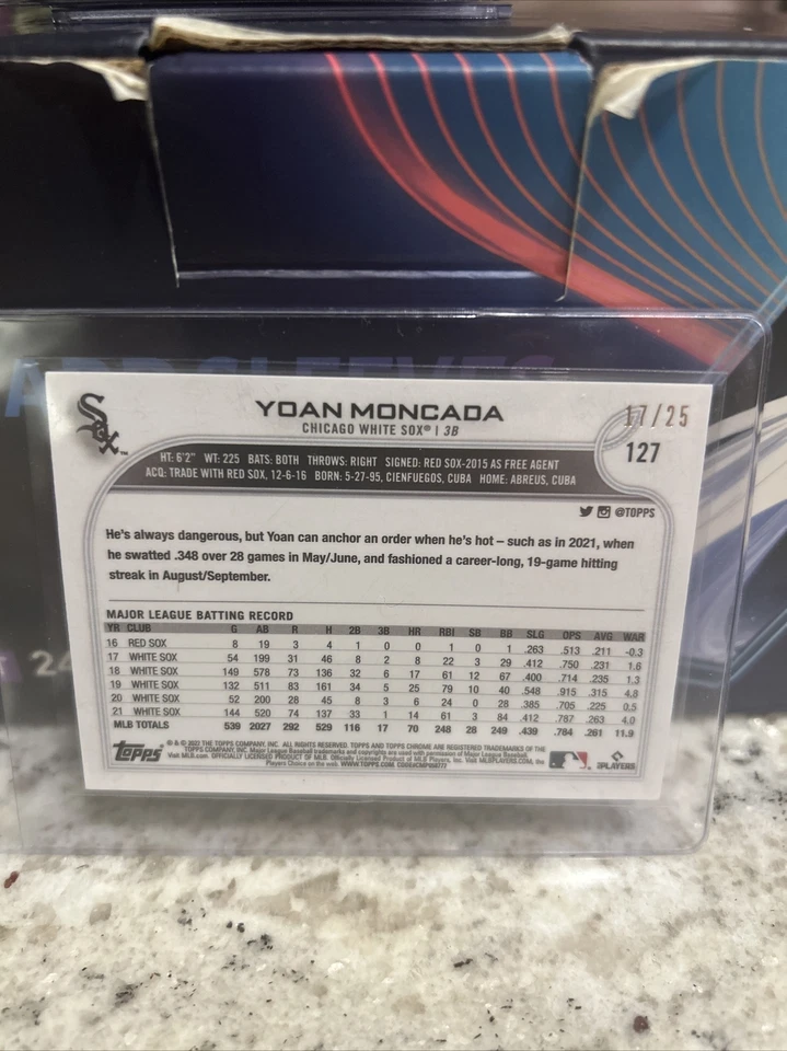2022 Topps Chrome Ben Baller Yoan Moncada /25 - Orange Refractor - White Sox - Image 2 of 2