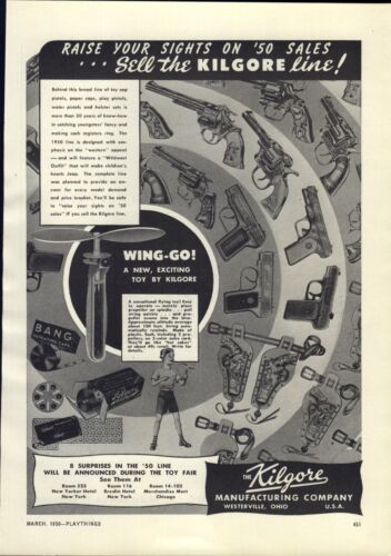 1950 PAPER AD Cap Gun Pistol Toy Kilgore Holster Sets Westerville Ohio - Picture 1 of 1