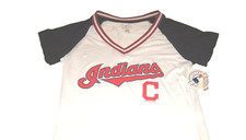 Cleveland Indians Baseball Tri Color Mesh T-Shirt New! NWT Ladies Womens LARGE