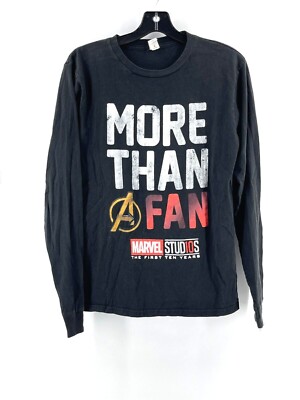 Marvel Studios Comics Men's 2 Sided Graphic Long Sleeve T Shirt Tee Black Size S