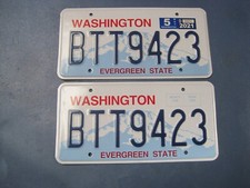 Washington State USA Evergreen State Pair of License Plates XLT & Clean BTT9423