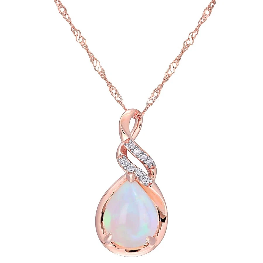 Corrente de Ouro Rosa de Opala Fashion Colares e pingentes