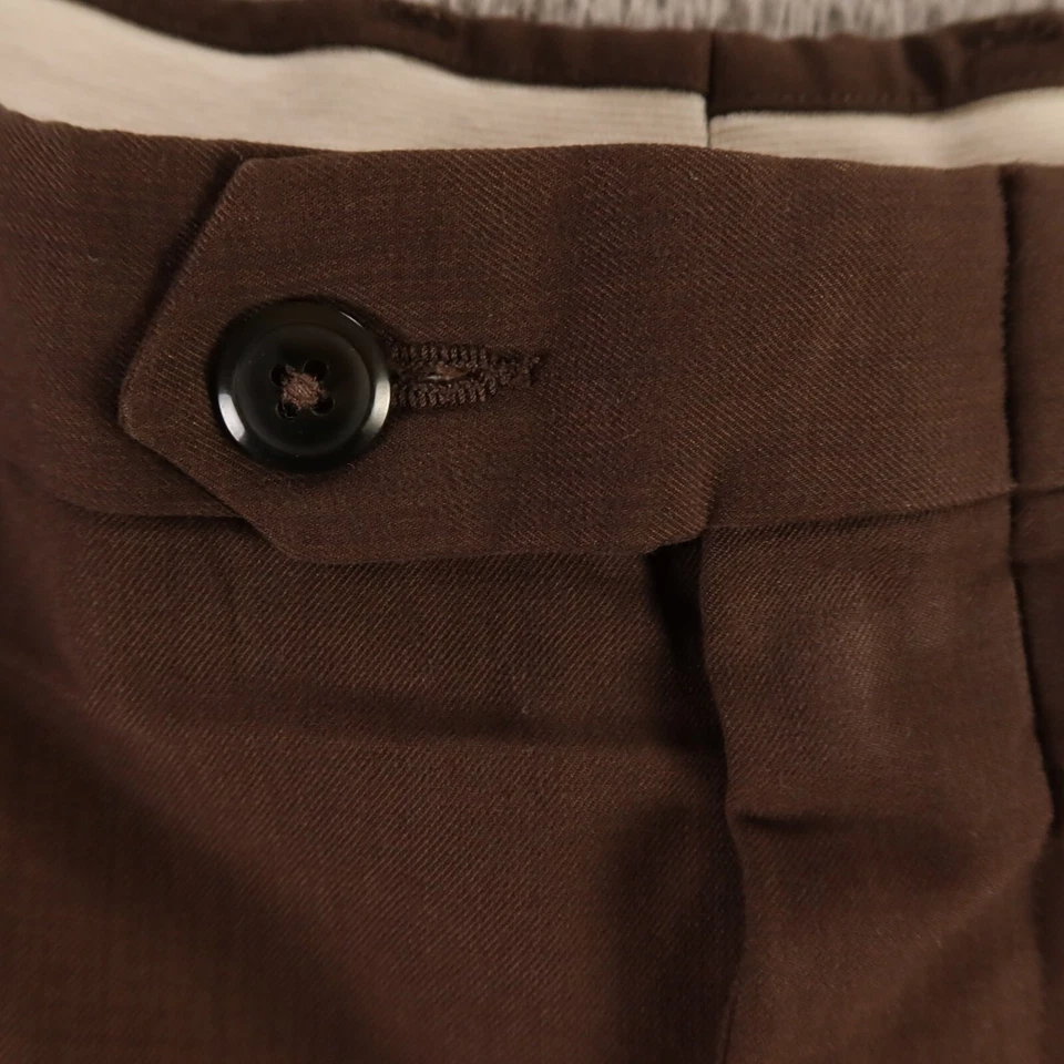 Pantalones De Colección Claiborne Para Hombres 39 Marrón 100% Lana Pantalones de Sarga Peinada 39x25 Foto 2 de 4
