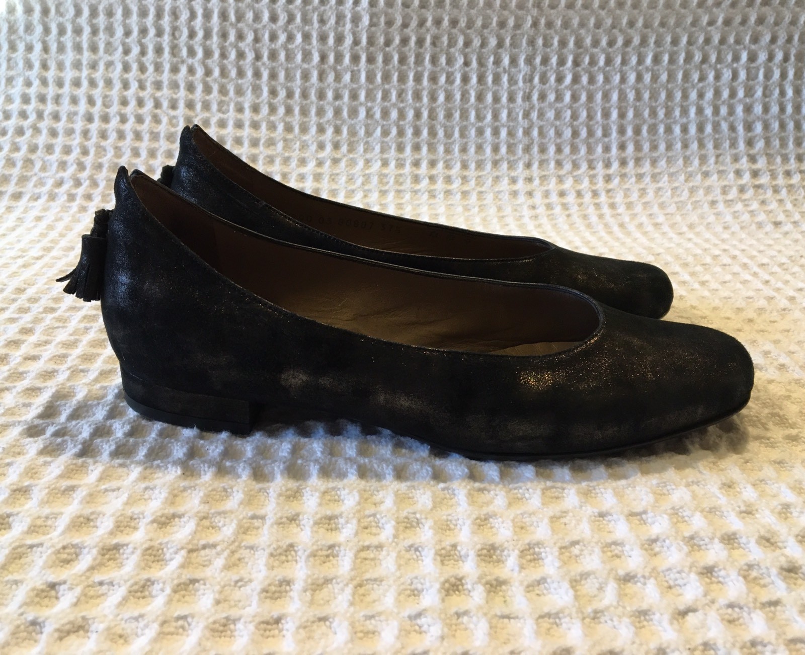 MAURO TECI Italy Nubuck Leather Ballerina Ballet Flats Metallic Black 37.5  / 7.5 | eBay