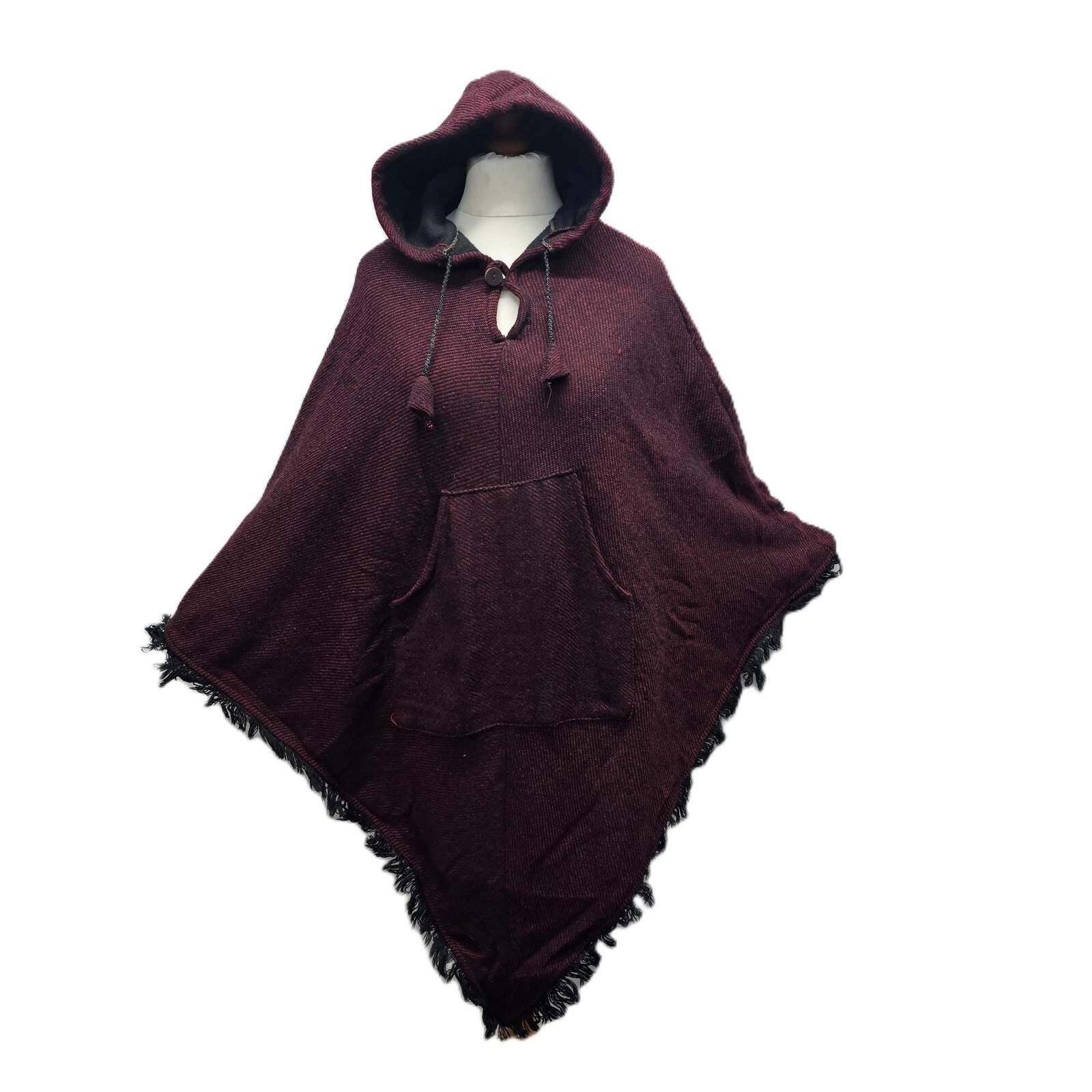 Poncho Fleece Lined Warm Cape Shawl Wrap UNISEX Blanket One Size S M L XL