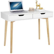 39" Small Computer Desk Writing Table Home Office Desk Vanity Desk w/ 2 Drawers