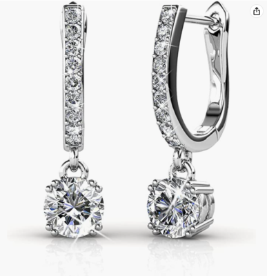 NEW IN BOX Cate Chloe McKenzie 18k White Gold Dangling Earrings