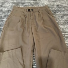 Pants Women Petite S Brown Straight Leg Slacks Trousers Pleated Career Business