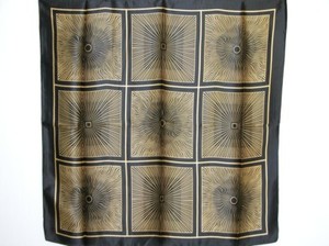 New 100% Charmeuse Silk Scarf Shawl Golden Black Art Curvy