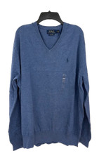 Polo Ralph Lauren Pima Cotton Light Blue V-Neck Pullover Men's Sweater