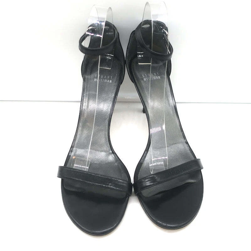 Stuart Weitzman Nudistcurve Ankle Strap Sandals Black Leather Size 10.5 - Image 3 of 4