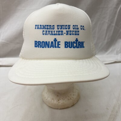 trucker hat baseball cap Vintage Mesh Snapback Farmers Union Oil Co Bronate ND