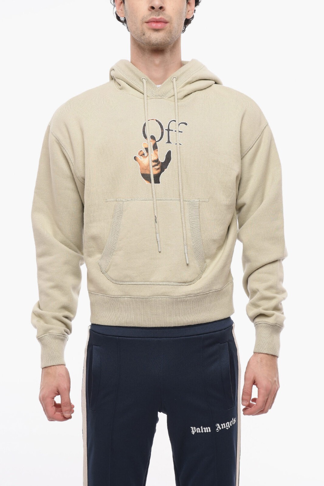 Off-White Beige Caravaggio Hand Off Logo Oversized Hoodie | Size S FW21 RRP $685 image 2
