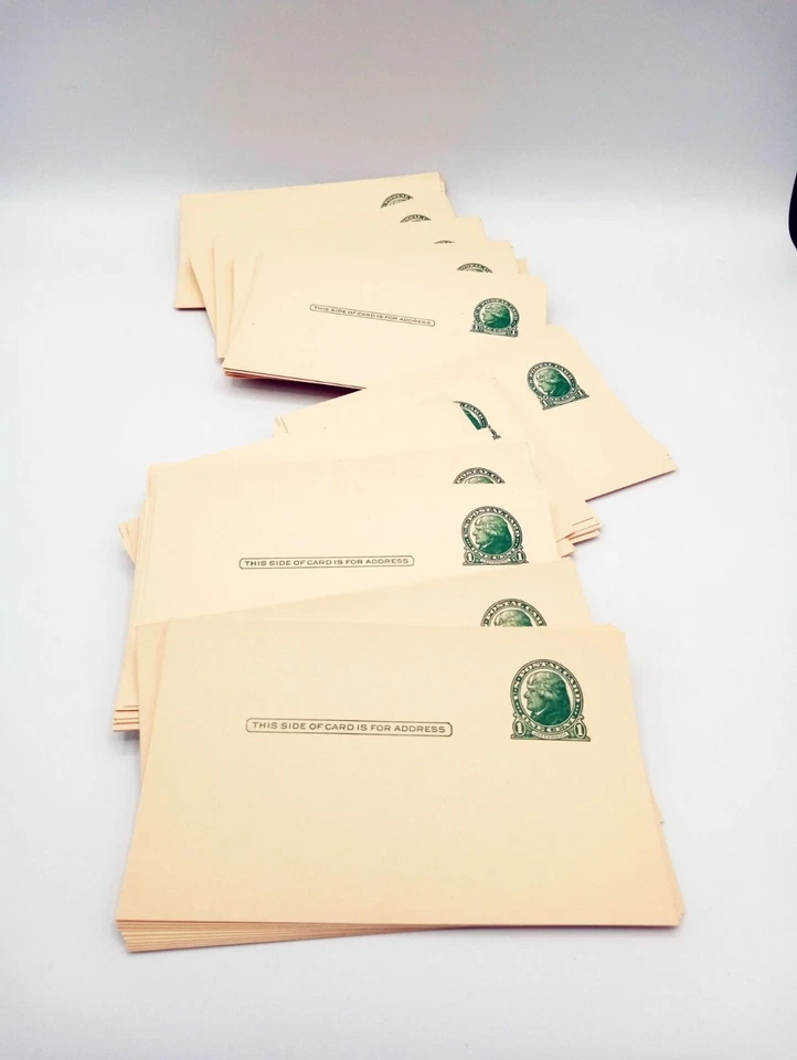 One Cent Jefferson US Post Card Design Unused Antique Beige Ephemera Lot Of 100 - Image 2 of 4