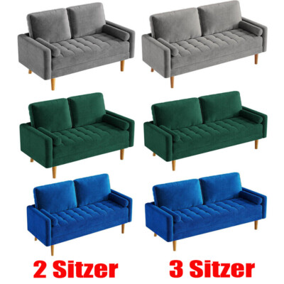 2/3-Sitzer Sofa Bequeme Samtstoff Sofa Modern Couch Loveseat Sitzcouch Sofas