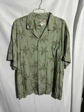 Vintage Paradise Found Hawaiian Sz 4XL Green Palm Tree 🌴 Tropical Rayon Mens